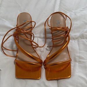 Orange Strappy Heels
